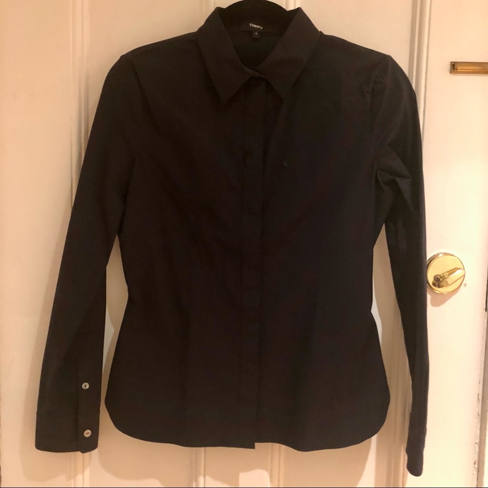 THEORY navy button down